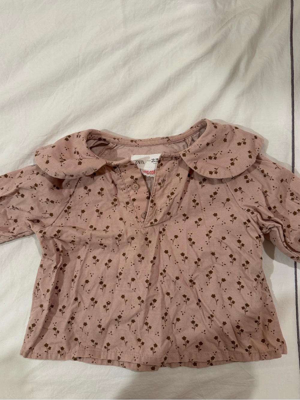 Zara Girls Mauve Floral Peter Pan Collar Blouse